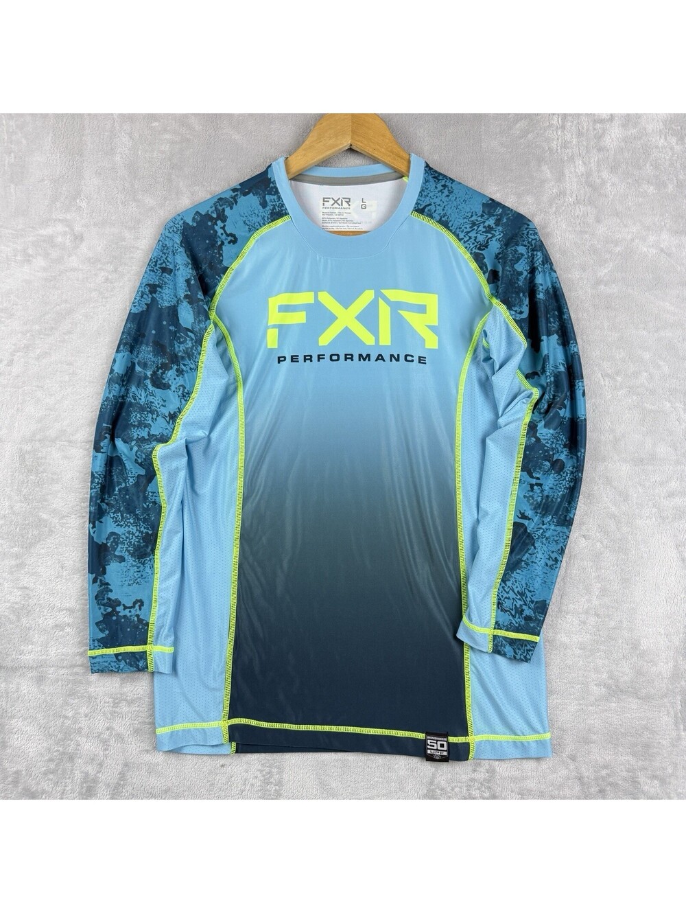 FXR Performance Shirt Pro Fish Mens L UPF 50 Fitted Compression Racing Jersey